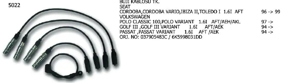 ÜNÜVAR 5022 Buji Kablosu