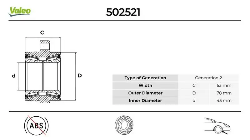 VALEO 502521 Ön Aks Rulmanı