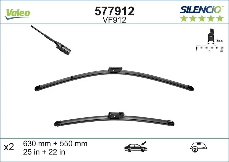 VALEO 577912 Silecek Süpürgesi (Takım) 5NB998002