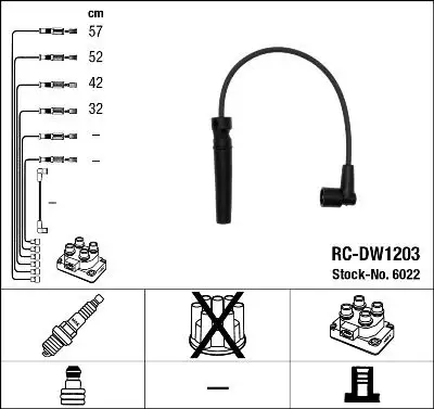 NGK 6022 (RCDW1203) Buji Kablosu 96450249