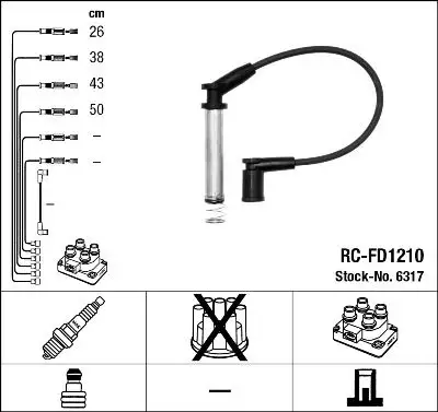 NGK 6317 (RCFD1210) Buji Kablosu
