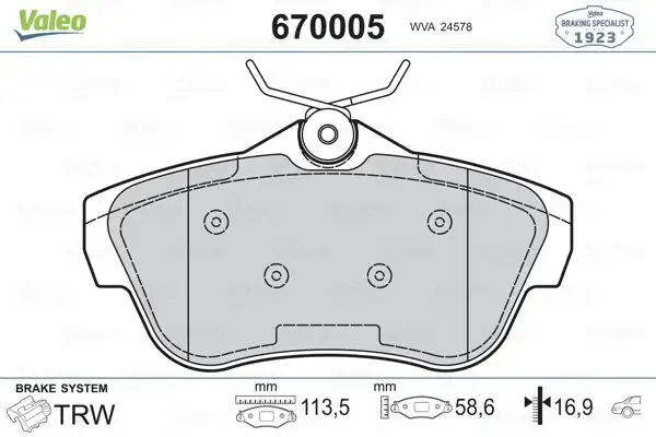 VALEO 670005 Arka Fren Balatası
