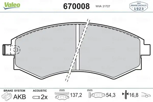 VALEO 670008 Ön Fren Balatası