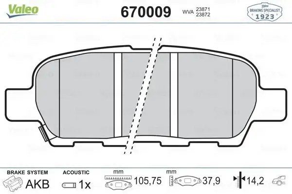 VALEO 670009 Arka Fren Balatası