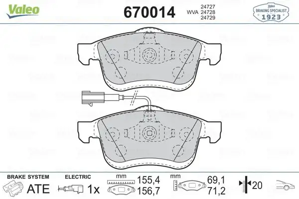 VALEO 670014 Arka Fren Balatası