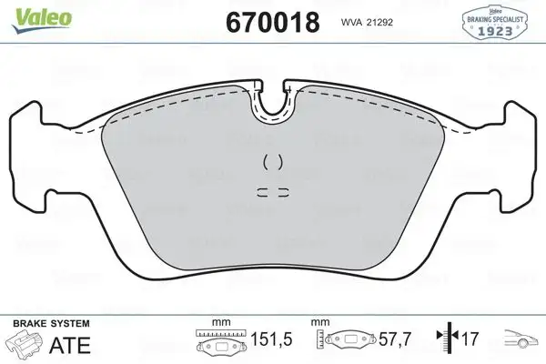 VALEO 670018 Ön Fren Balatası