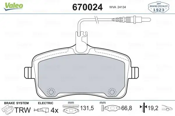 VALEO 670024 Ön Fren Balatası