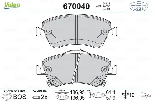 VALEO 670040 Ön Fren Balatası