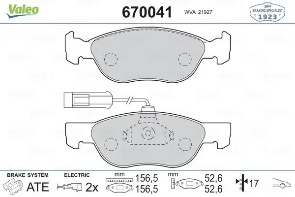 VALEO 670041 Ön Fren Balatası