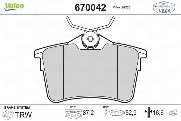 VALEO 670042 Arka Fren Balatası