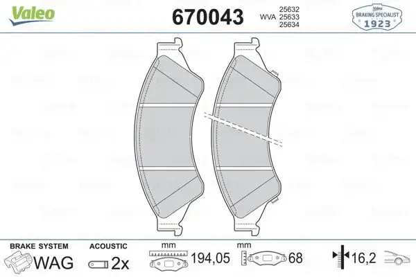 VALEO 670043 Ön Fren Balatası