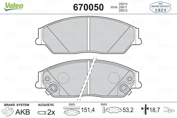 VALEO 670050 Ön Fren Balatası