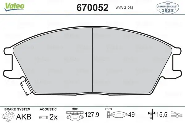VALEO 670052 Ön Fren Balatası