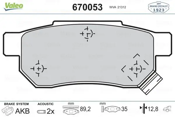 VALEO 670053 Arka Fren Balatası