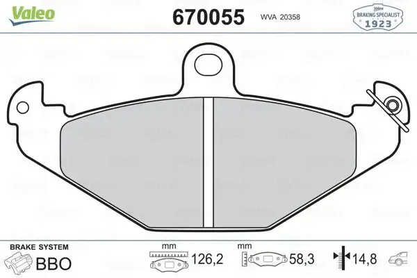 VALEO 670055 Arka Fren Balatası