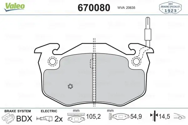 VALEO 670080 Ön Fren Balatası
