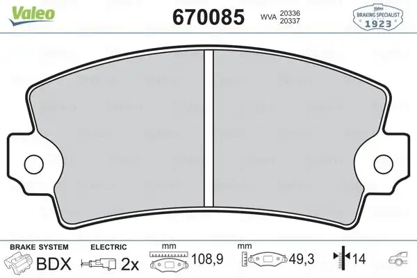 VALEO 670085 Arka Fren Balatası