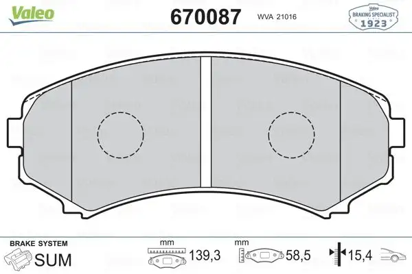 VALEO 670087 Ön Fren Balatası