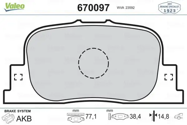 VALEO 670097 Arka Fren Balatası