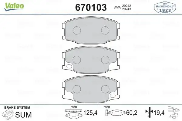 VALEO 670103 Ön Fren Balatası