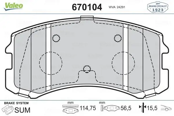VALEO 670104 Ön Fren Balatası MR569224