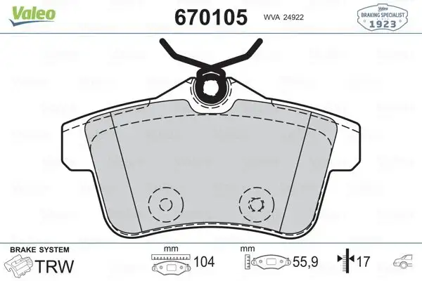VALEO 670105 Arka Fren Balatası