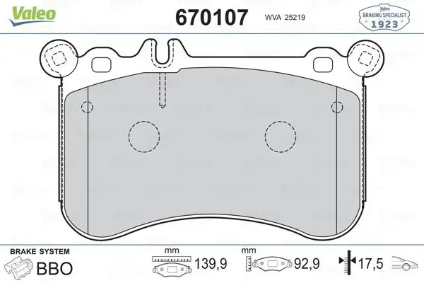VALEO 670107 Ön Fren Balatası