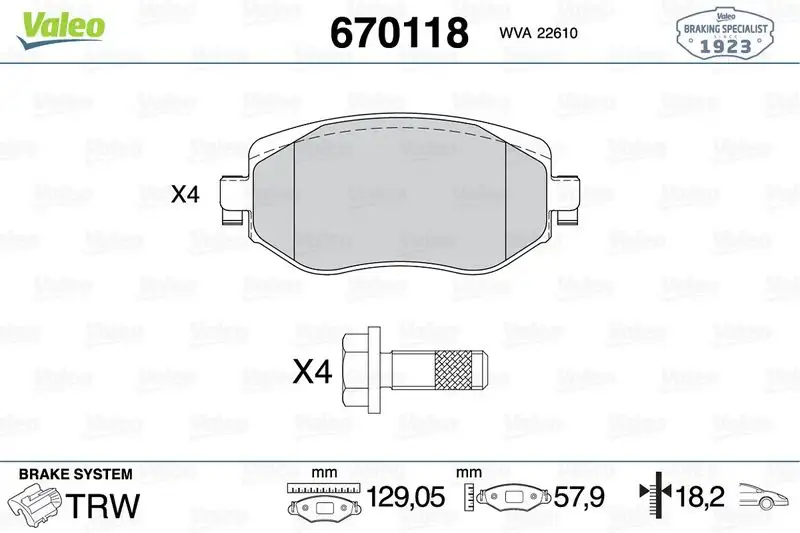 VALEO 670118 Ön Fren Balatası 410605929R