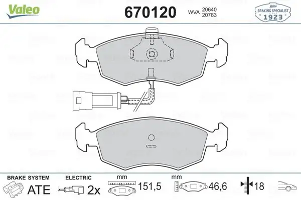 VALEO 670120 Ön Fren Balatası