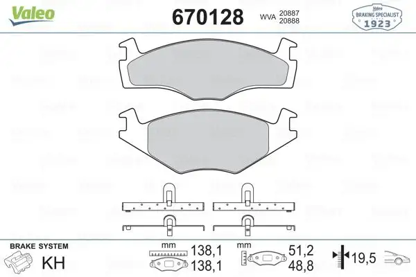 VALEO 670128 Ön Fren Balatası