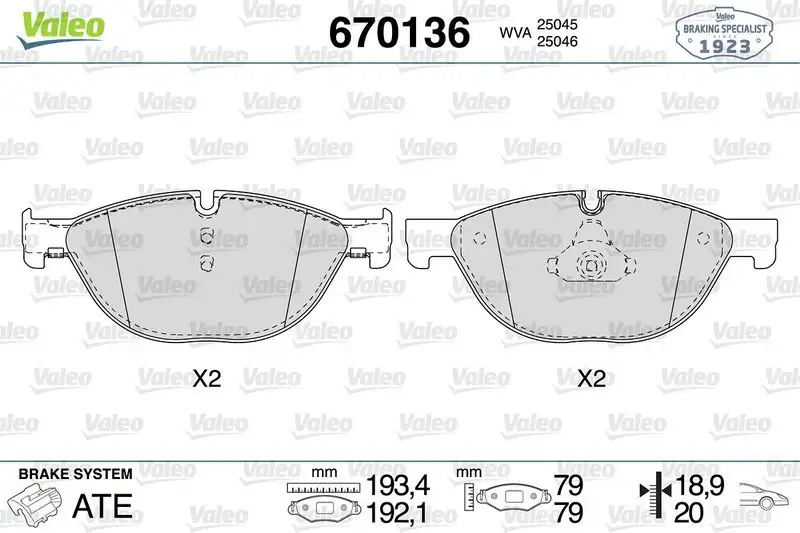 VALEO 670136 Ön Fren Balatası