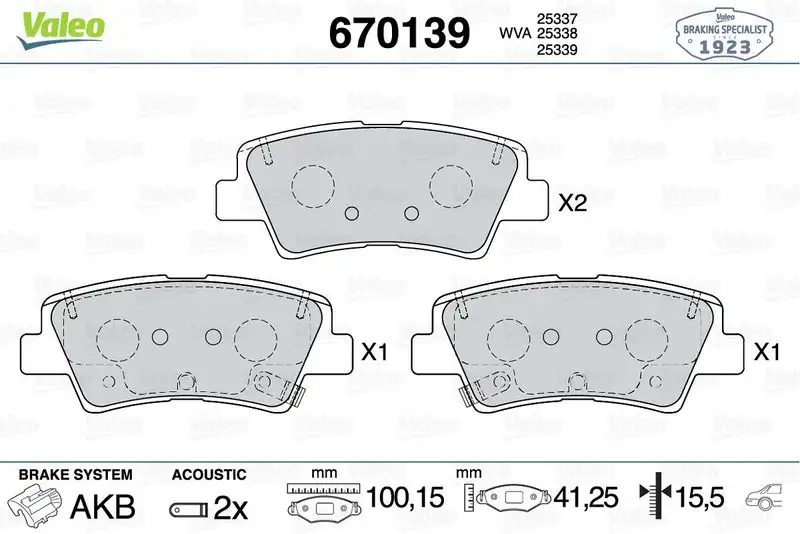 VALEO 670139 Arka Fren Balatası