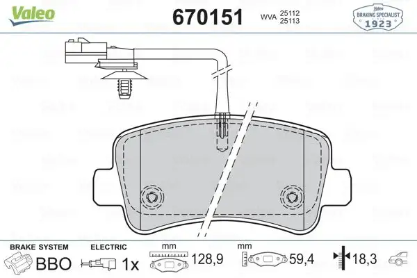 VALEO 670151 Arka Fren Balatası