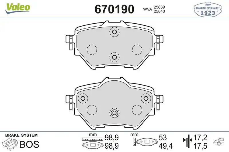 VALEO 670190 Arka Fren Balatası