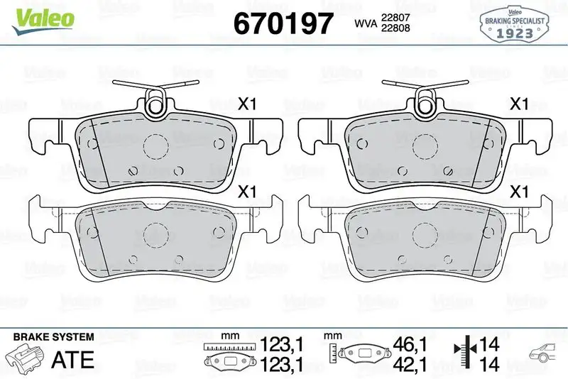 VALEO 670197 Arka Fren Balatası