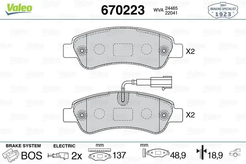 VALEO 670223 Arka Fren Balatası
