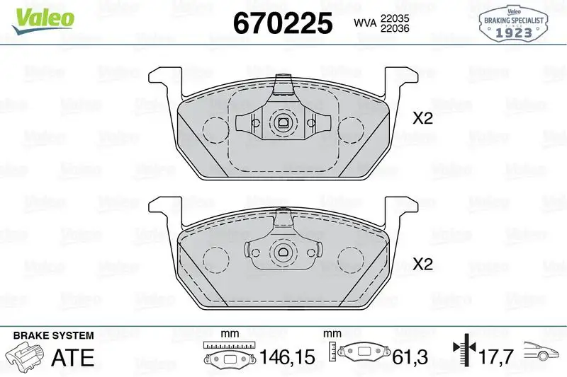 VALEO 670225 Ön Fren Balatası