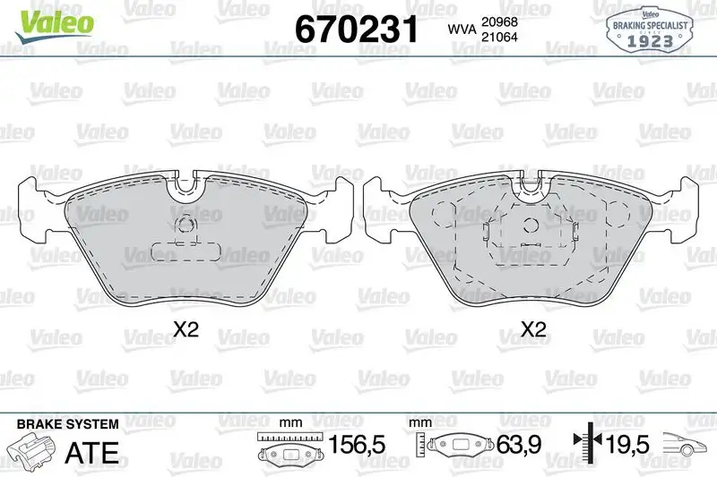 VALEO 670231 Ön Fren Balatası