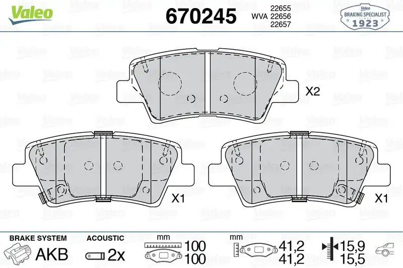 VALEO 670245 Arka Fren Balatası 58302G8A50