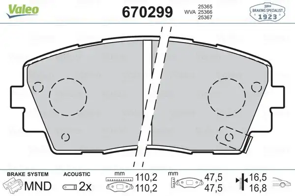 VALEO 670299 Ön Fren Balatası