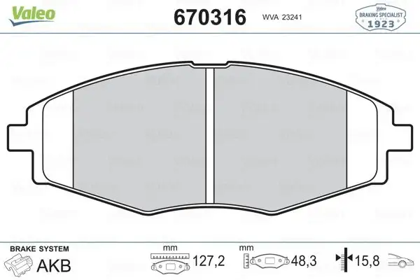 VALEO 670316 Ön Fren Balatası
