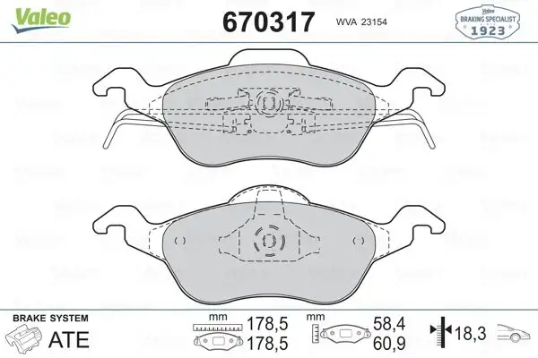 VALEO 670317 Ön Fren Balatası