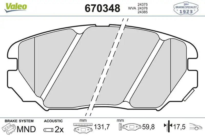 VALEO 670348 Ön Fren Balatası