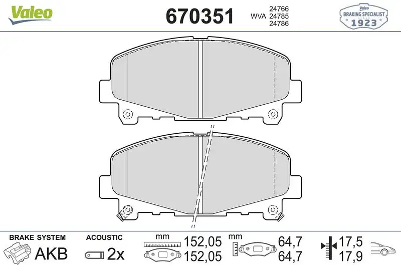 VALEO 670351 Ön Fren Balatası 45022TL0G51