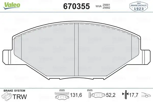 VALEO 670355 Ön Fren Balatası