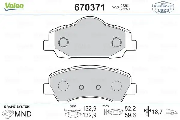 VALEO 670371 Ön Fren Balatası