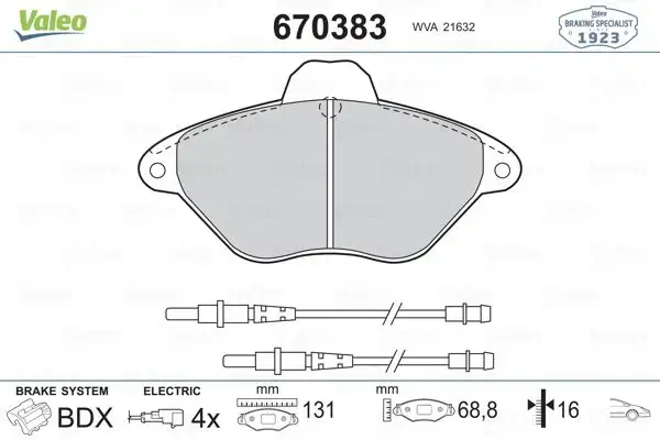 VALEO 670383 Ön Fren Balatası