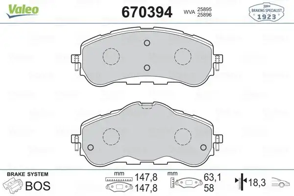 VALEO 670394 Arka Fren Balatası