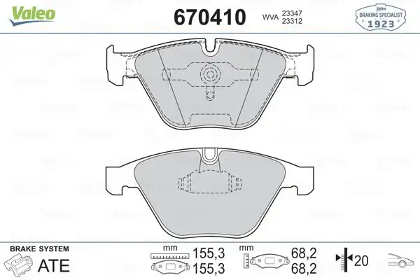 VALEO 670410 Ön Fren Balatası