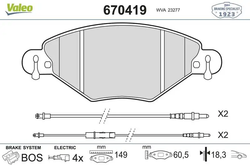 VALEO 670419 Ön Fren Balatası